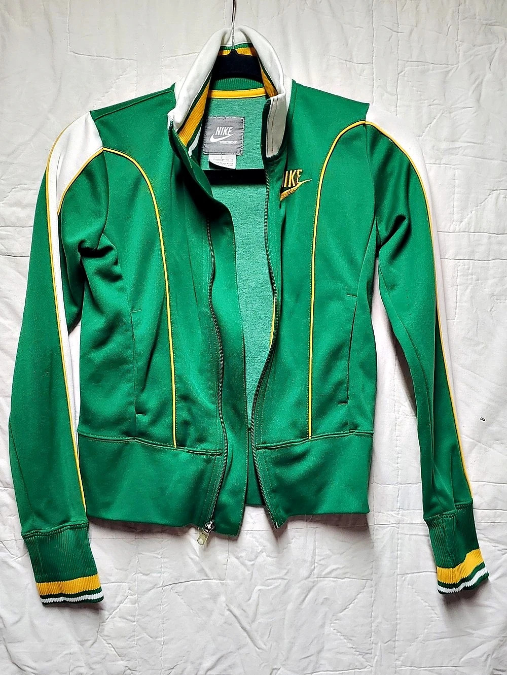 Vintage 90's Nike Color Block Track Jacket in Green & White Size XS